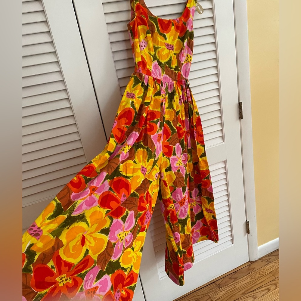 Vintage Floral Jumpsuit with Vibrant Colors